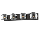 Willow Vanity Light By Alora - 4 Lights Matte Black Color with Smoked Solid Glass