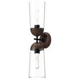 Matte Black/Walnut 2 Light Emil Wall Sconce by Alora