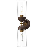 Aged Gold/Walnut 2 Light Emil Wall Sconce by Alora