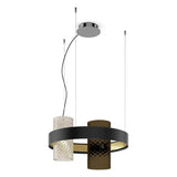 Armonia SP 50 Pendant Light by Vistosi, Color: Smoke/Crystal, Crystal/Striped, Crystal/Burned Earth, Smoke/Burned Earth, Finish: Black/Brass, Black/Copper, | Casa Di Luce Lighting
