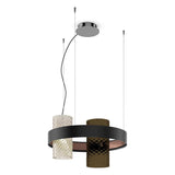 Armonia SP 50 Pendant Light by Vistosi, Color: Smoke/Crystal, Crystal/Striped, Crystal/Burned Earth, Smoke/Burned Earth, Finish: Black/Brass, Black/Copper, | Casa Di Luce Lighting