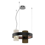 Armonia SP 50 Pendant Light by Vistosi, Color: Smoke/Crystal, Crystal/Striped, Crystal/Burned Earth, Smoke/Burned Earth, Finish: Black/Brass, Black/Copper, | Casa Di Luce Lighting