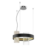 Armonia SP 50 Pendant Light by Vistosi, Color: Smoke/Crystal, Finish: Black/Brass, | Casa Di Luce Lighting