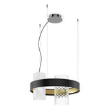 Armonia SP 50 Pendant Light by Vistosi, Color: Smoke/Crystal, Crystal/Striped, Crystal/Burned Earth, Smoke/Burned Earth, Finish: Black/Brass, Black/Copper, | Casa Di Luce Lighting