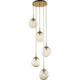 Aster 5 Light Pendant by Hammerton, Color: Floret Crystal with Clear Glass-Hammerton Studio, Finish: Gilded Brass,  | Casa Di Luce Lighting