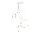 Bola Halo Multi Light Pendant by Pablo, Finish: Chrome, Number of Lights:: 5, | Casa Di Luce Lighting