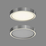 Newton Color Select Flushmount - Satin Nickel w/ lights off/on