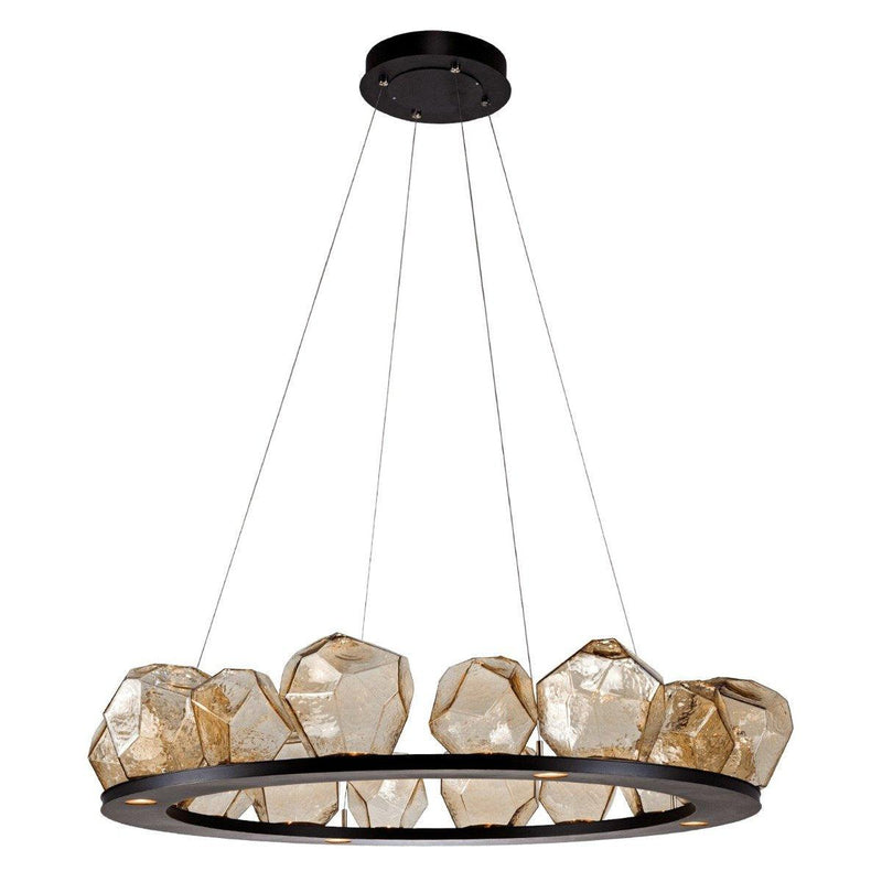 Gem Ring Chandelier by Hammerton, Color: Smoke, Finish: Heritage Brass, Size: X-Large | Casa Di Luce Lighting