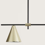 Matt Black with Matt Brass (Details) Crane Linear Chandelier by Aromas Del Campo