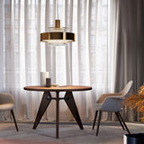 Satin Gold Crono Chandelier in Living Room