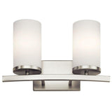 Crosby Bath Bar by Kichler, Finish: Nickel Brushed, Number of Lights: 2, | Casa Di Luce Lighting