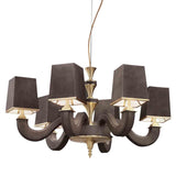 Darshan 6 Chandelier by Masiero, Color: Burnished Brass + Leather 1-Masiero, Burnished Brass + Leather 5-Masiero, Shiny Chrome + Leather 4-Masiero, , | Casa Di Luce Lighting