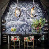 Bronze with Gold Leaf-Large Origami Pendant in Bar