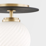 Ellis Semi Flush By Mitzi - Aged Brass/Soft Black Closer View
