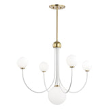 Coco Chandelier by Mitzi, Finish: Aged Brass/Soft Off White-Mitzi, Polished Nickel/Black-Mitzi, Number of Lights: 5, 7, | Casa Di Luce Lighting