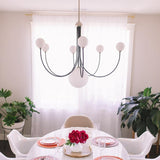 Coco Chandelier by Mitzi, Finish: Aged Brass/Soft Off White-Mitzi, Polished Nickel/Black-Mitzi, Number of Lights: 5, 7, | Casa Di Luce Lighting