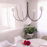 Coco Chandelier by Mitzi, Finish: Aged Brass/Soft Off White-Mitzi, Polished Nickel/Black-Mitzi, Number of Lights: 5, 7, | Casa Di Luce Lighting