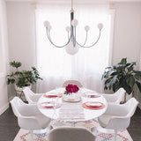 Coco Chandelier by Mitzi, Finish: Aged Brass/Soft Off White-Mitzi, Polished Nickel/Black-Mitzi, Number of Lights: 5, 7, | Casa Di Luce Lighting