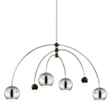 Polished Nickel/Black 6 Light Willow Chandelier by Mitzi