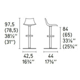 Ice CB-1039 Adjustable Swivel Stool by Calligaris by CasaDiLuce, Seat Colors: Transparent, Transparent Smoke Grey, Transparent Red, Glossy Optic White, Frame Colors: Chromed, Satin Finished Steel, | Casa Di Luce Lighting