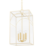Addison Pendant By Mitzi, Finish: Aged Brass / Textured Cream, Size: Medium