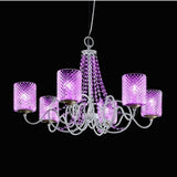 Class 3018-L6L Chandelier by Bellart by Bellart, Finishing: Gold Lacquered, Gold Leaf, White Lacquered, Glass: Crystal, Violet, lampshades: Amber, White, Violet | Casa Di Luce Lighting