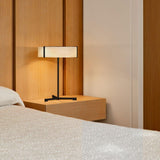 Matt Black-Ivory White Thesis Table Lamp in Bedroom