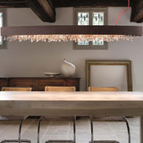 Ola S6 OV 160 Chandelier by Masiero, Color: Matt White Frame Cold Pendants-Masiero, Gold Leaf Frame Amber Pendants-Masiero, Copper Leaf Frame Copper Pendants-Masiero, Oxide Red Frame Cold Pendants-Masiero, Blue Navy Frame Amber Pendants-Masiero, Matt Bronze Frame Warm Pendants-Masiero, Burnished Frame Amber Pendants-Masiero, Matt Black Frame Smoky Pendants-Masiero, Silver Leaf Frame Transparent Pendants-Masiero, Light Option: E12, LED, | Casa Di Luce Lighting