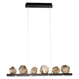 Gem Linear Chandelier by Hammerton, Color: Amber, Finish: Metallic Beige Silver, Size: Large | Casa Di Luce Lighting