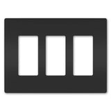 Black Radiant Three Gang Screwless Wall Plate by Legrand Radiant