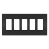 Black Radiant Five Gang Screwless Wall Plate by Legrand Radiant