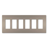 Nickel Radiant Six Gang Screwless Wall Plate by Legrand Radiant