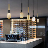 Minerva SS Pendant Light by Evi Style, Color: Glossy Milk White-Evi Style, Smoke Grey, Topaz Yellow-Evi Style, Crystal and Gold 24 Kt-Evi Style, Finish: Black, Gold, | Casa Di Luce Lighting