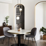 Matt Opal/Champagne Gold Sircle Pendant in Living Room