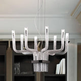 Stardust SP Q Chandelier by Vistosi, Finis: Black Nickel, Color: Crystal Striped Glass, in study room, ,| Casa Di Luce Lighting