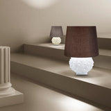 Emisphera Table Lamp by Sylcom, Color: Amethyst, Milk White Clear - Sylcom, Clear, Blue, Smoke, Grey, Ocean - Sylcom, Topaz - Sylcom, Shade: Ivory, Gravel, Wenge, Size: Small, Large | Casa Di Luce Lighting