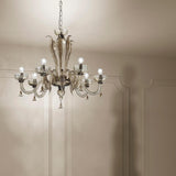 Foscari 1521 Chandelier by Sylcom, Color: Milk White Ivory - Sylc, Milk Ivory 24kt Gold - Sylcom, Milk White Clear - Sylcom, Milk White Ocean - Sylcom, Clear, Smoke - Vistosi, Smoked and 24kt Gold - Sylcom, Gold, Finish: Polish Chrome, Polish Gold, Number of Lights: 6, 8, 12, 16 | Casa Di Luce Lighting