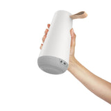 Matt White/Grey Fabric/Leather Handle Uma Mini Portable Table Lamp by Pablo