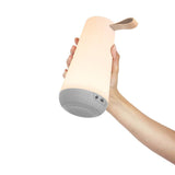 Matt White/Grey Fabric/Leather Handle Uma Mini Portable Table Lamp by Pablo