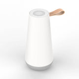 Matt White/Grey Fabric/Leather Handle Uma Mini Portable Table Lamp by Pablo