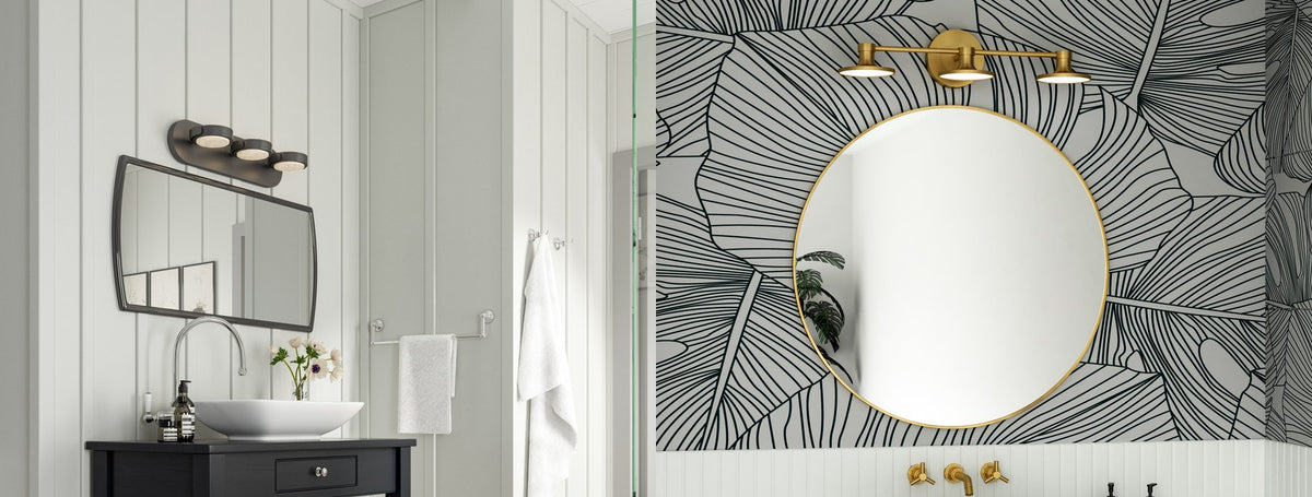 Alora vanity lights above two bathroom mirrors | Casa Di Luce