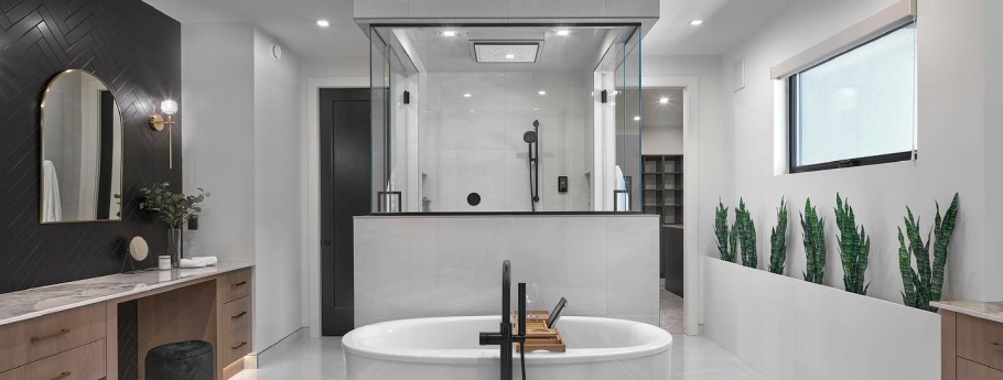 Pot Lights in a modern bathroom