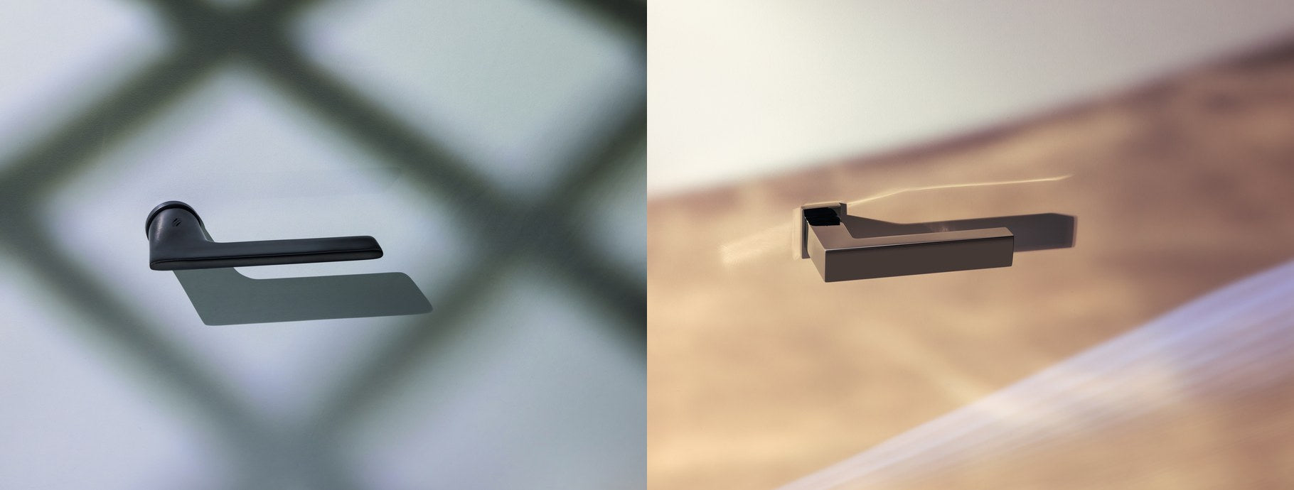 Modern door levers in graphite and dark bronze | Casa Di Luce