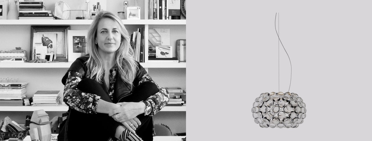 Designer Patricia Urquiola beside the Caboche Plus Suspension | Casa Di Luce