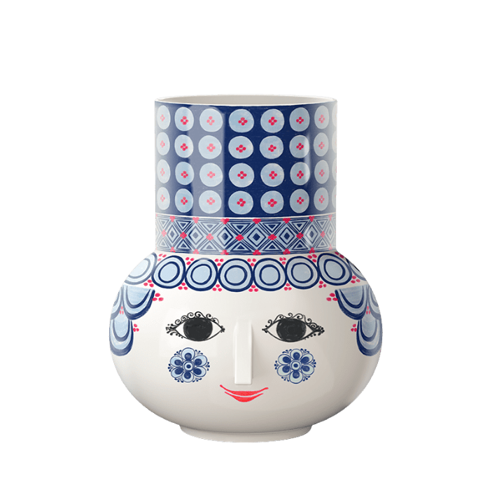 Bjørn Wiinblad Olga Vase, Blue, H: 7.9" By Bjorn Wiinblad