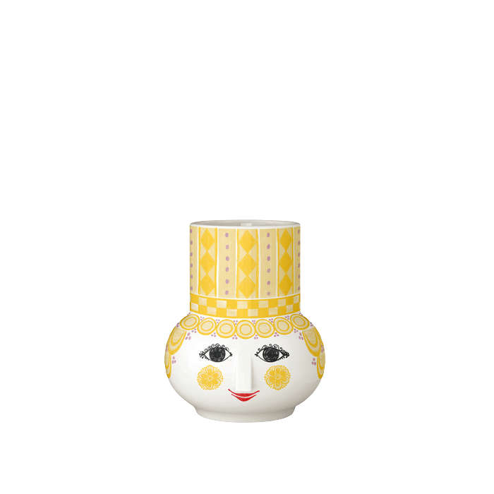 Bjørn Wiinblad Olga Candle Holder, Yellow, H: 3.5" By Bjorn Wiinblad