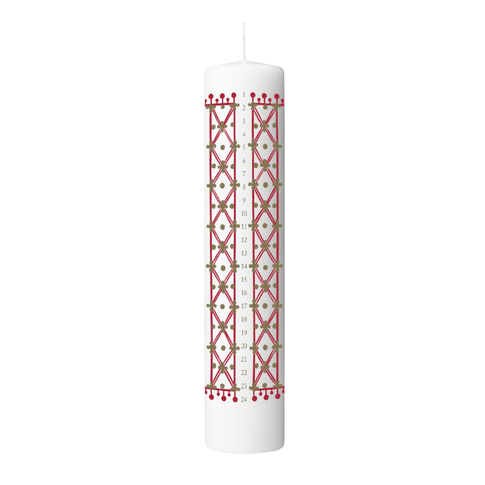Bjørn Wiinblad Eva Advent Candle, White with Decorations, H: 9.8" By Bjorn Wiinblad