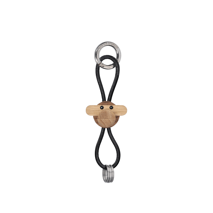 Kay Bojesen Monkey Keychain, Silver/Black Leather By Kay Bojesen
