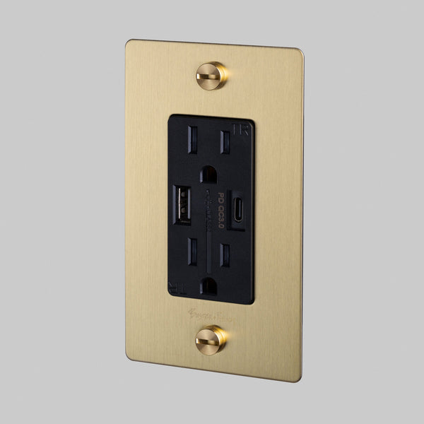 1G Combination Duplex Outlet and USB AC Charger Brass By Buster And Punch