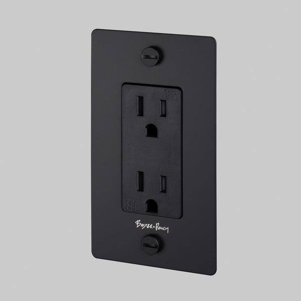 1G Duplex Outlet Black Buster And Punch
